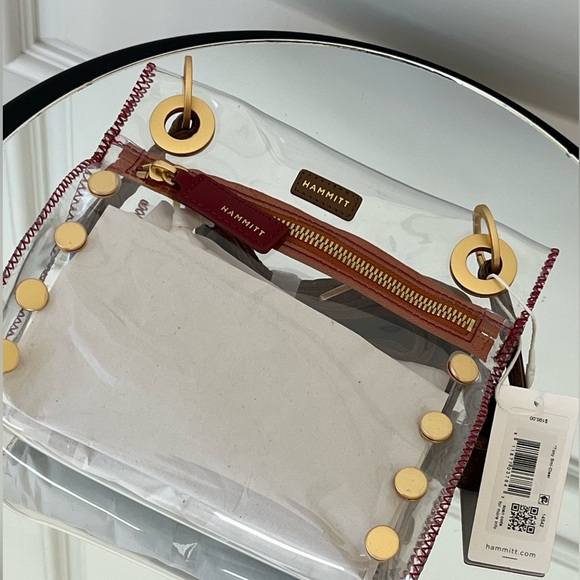 HAMMITT Tony Stadium Approved Clear Small Brushed Gold Red Stitching NWT - Picture 6 of 10